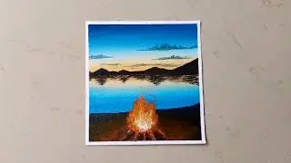 How to Paint Campfire🔥 Acrylic Painting for beginners #art #acrylicpainting