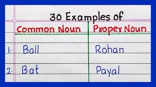 Common Noun and Proper Noun | 20 | 30 Examples of Common Noun and Proper Noun in English | List of