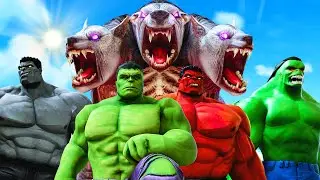 TEAM HULK VS GIANT CERBERUS - Big Hulk, Red Hulk, Grey Hulk, Hulk 2099 vs Cerberus Army