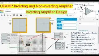 OPAMP Inverting and Non inverting Amplifier Experiment | Virtual Lab (in TinkerCAD)