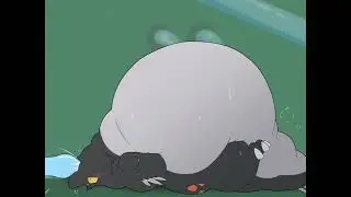 Fat dragon drinking from a tube of water