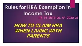 #ITR #ITRfiling #FY2019-20 #AY2020-21 #HRA