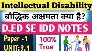 Intellectual Disability(बौद्धिक अक्षमता क्या है)।D.ed SE (IDD)1st Year Unit3.1 Notes।#ded