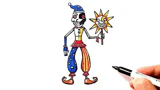 How to draw the animatronic Sun and Moon from FNAF 9