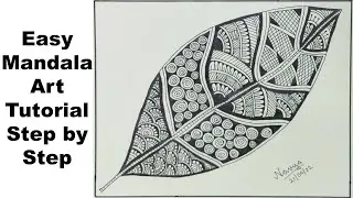 Leaf Mandala Art | How to draw Mandala for Beginners | Leaf drawing | Easy Tutorial Step by Step
