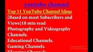 Top 11 YouTube Channel Ideas | How do I get subscribers? | First YouTube video ideas.