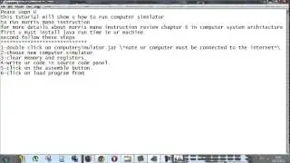 Lab1 : How to run computer simulator - Morris Mano instructions