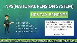 NPS DEDUCTION UNDER INCOME TAX,NPS TAX BENEFITS,80C,80CCD(1),80CCD(1B),80CCD(2)🔔🔔🔔🔔