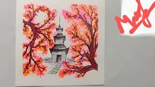 cherry blossom brush painting