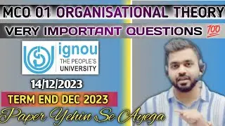 MCO-01 IGNOU | Important Questions | 2023| MCOM