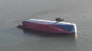 Golden Ray Overturned: Day 3 Aerial View 9-10-2019