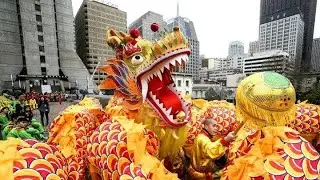 Chinese New Year Dragon dance, Thailand | Lion Dance in Pattaya 
