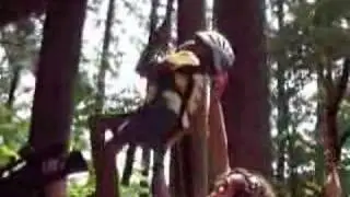 Brandon's first time down the zipline by himself