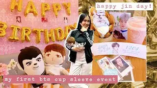 my first bts cup sleeve event! ✧ cafe hopping for jin's birthday