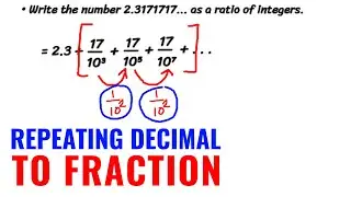From Repeating Decimal to Fraction using Geometric Series | FASTEST WAY