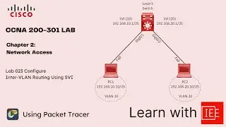 CCNA 200-301 Lab | Chapter 2 Network Access | Lab 023 Configure Inter-VLAN Routing Using SVI