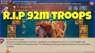 Lords Mobile - 92m troops ZEROED on few rallies. IGG need to nerf us? :D