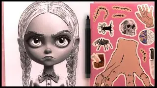 Coloriage aux couleurs de Mercredi Addams