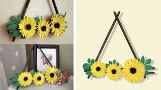 Paper Sunflower Wall hanging Craft | Home decor Ideas