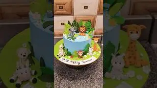 jungle theme cake designs😍fondant & cream  cake #cake #cakeartist #youtubeshorts #shorts #short