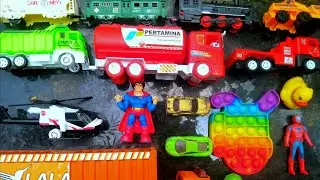Mobil Mobilan Pertamina, mobil container, mobil escavator dan truk sampah,train toy car