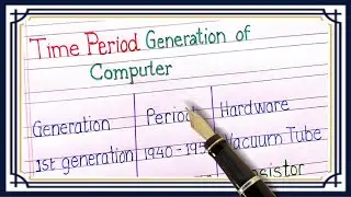 Time period of generation of computer | Generation of computer 1st to 5th | 1 to 5th generation