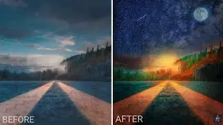 SKY Replacement - DRAMATIC Landscape Photo Editing Tutorial | adding Milky Way in SKY and MOON |