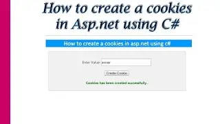 How to create cookies in asp.net using c#