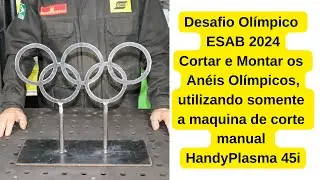 Desafio Olímpico ESAB 2024, cortar e montar os anéis olímpicos.