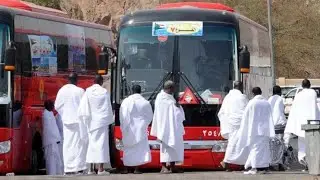 Hajj 2024 from Azizia to Haram Pilgrims transfer for maghrib prayer.