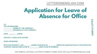 Application For Leave Of Absence For Office - Sample Application for Leave of Absence for Office