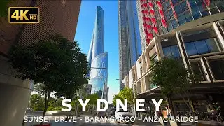 Driving Through Sydney City CBD – Barangaroo – ANZAC Bridge – Sunset Drive | 4K ASMR POV