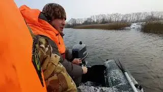 Честный обзор китайского лодочного мотора Tarpon 5S на морозе -4.