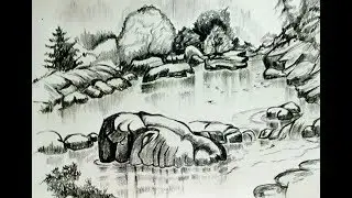 How to draw landscape using pencil step by step for beginners || Pencil sketch tutorial