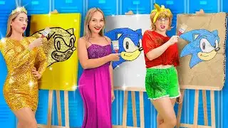 TANTANGAN SENI KAYA VS BOKEK VS MEGA KAYA || Yang Lebih Bagus Menang Kiat Menggambar Oleh 123 GO!