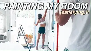 ROOM TRANSFORMATION | A SATISFYING & STRESSFUL Painting My Room White Vlog!
