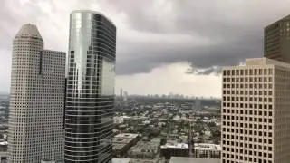 A cold front passing through downtown Houston