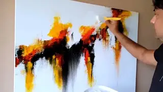 Large Abstract Painting / Easy Acrylic Painting Technique / Step By Step For Beginners