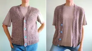 Simple knitted vest for women with buttons PART 1 Casting on loops, vest body, shelf, shoulder slope