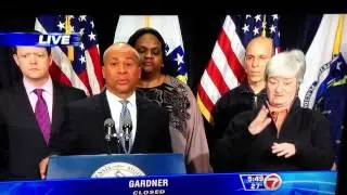 Snow they said Snow! MA Press conference lady with fan Snowstorm Blizzard Hijinks
