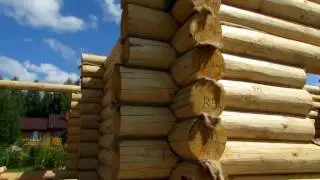 Construction of a 6.5 x 8.5 log bathhouse with a terrace / Large log bathhouse // 