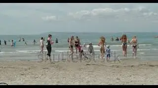 European boy and girl bathing scene