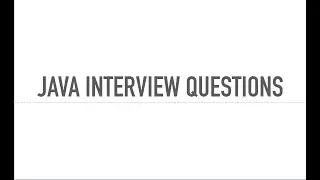 Java Interview Questions