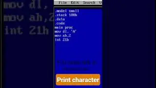 Print character in assembly language. 