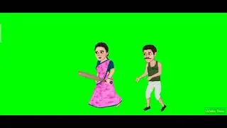 husband waife cartoon character on green screen background