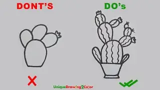 How to Draw a Cactus🌵(Do's and Don'ts) || Step by Step Easy Cactus Drawing #shorts #drawing