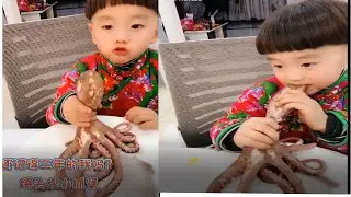 Mukbang Little Kid Eating Octopus
