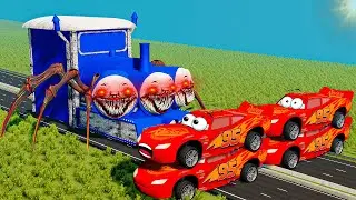 Big Choo-Choo Charles VS Giant Lightning McQueen in BeamNG.drive
