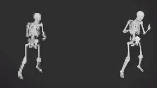 Skeleton dancing to "a cyber's world"