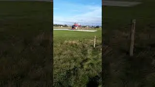 Rescue helicopter starts from an island in the North Sea